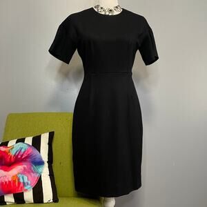 MM Lafleur Gayle Black Textured Knit Ponte Sheath Dress 2 Work Cocktail